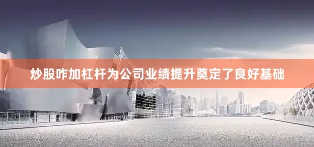 炒股咋加杠杆为公司业绩提升奠定了良好基础